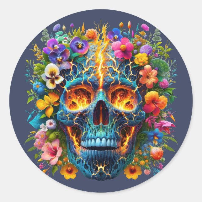 Sticker Rond Le crâne d'acceptation de la nature (Devant)