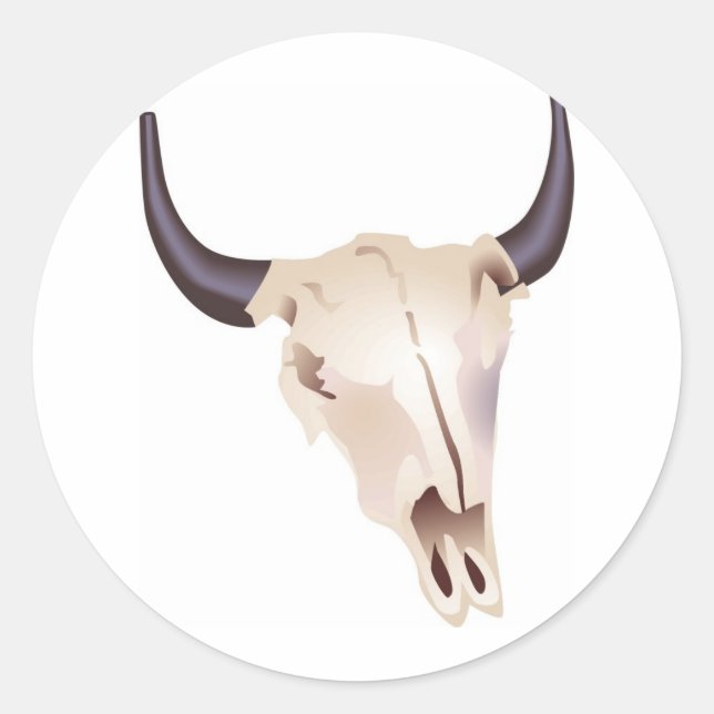 Sticker Rond Le crâne de bison de l'Ouest sauvage (Devant)