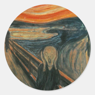 Sticker Rond Le Cri - Edvard Munch. Peinture d'art.