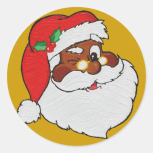 Sticker Rond Le cru a dénommé l'image noire de Père Noël