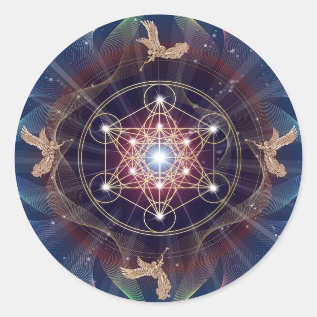 Sticker Rond Le cube de Metatron - Merkabah (Devant)