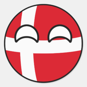 Sticker Rond Le Danemark Geeky tendant drôle Countryball