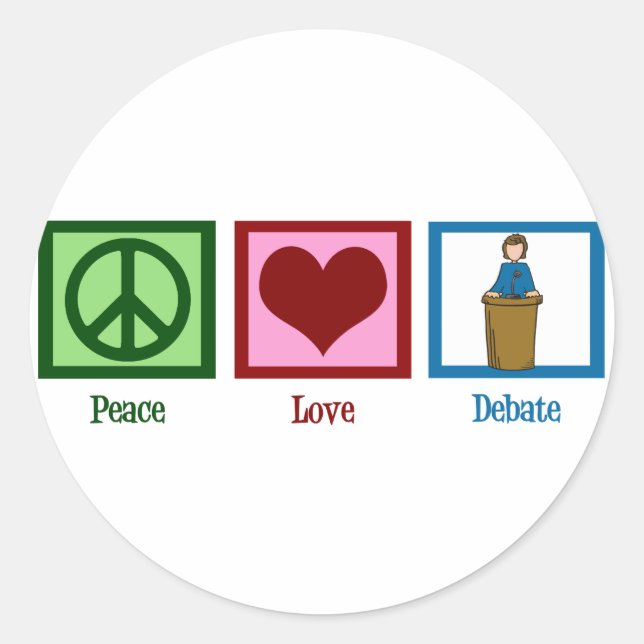 Sticker Rond Le débat sur l'amour pour la paix (Devant)