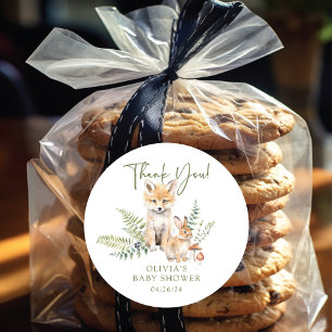 Sticker Rond Le délicieux Baby shower de Fox de la nature