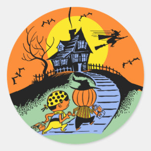 Sticker Rond Le des bonbons ou un sort vintage de Halloween