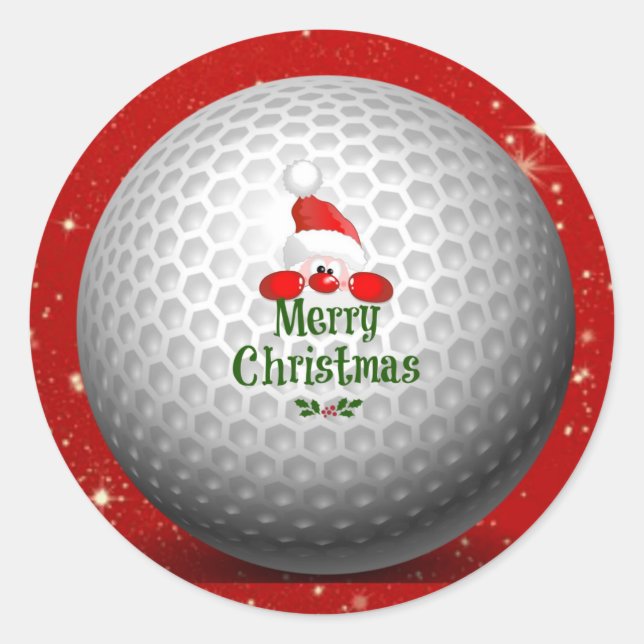 Sticker Rond Le design de Noël festif des golfeurs - C'est Père (Devant)