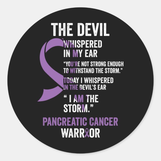 Sticker Rond Le Devil- Pancréatique Cancer Sensibilisation Rib (Devant)
