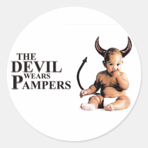 Sticker Rond Le diable porte Pampers