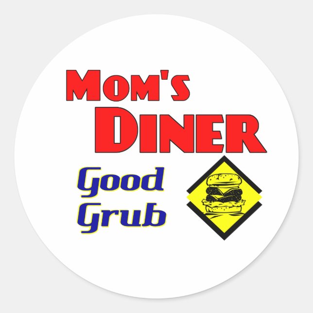 Sticker Rond Le dîner de maman Good Grub Retro Restaurant (Devant)
