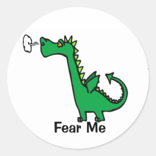 Sticker Rond Le dragon de dessin animé me fait peur