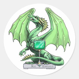 Sticker Rond Le dragon de Pierre de naissance de May : Emerald