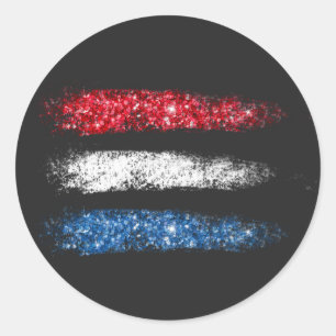 Sticker Rond *~* Le drapeau Abstrait américain moderne en noir