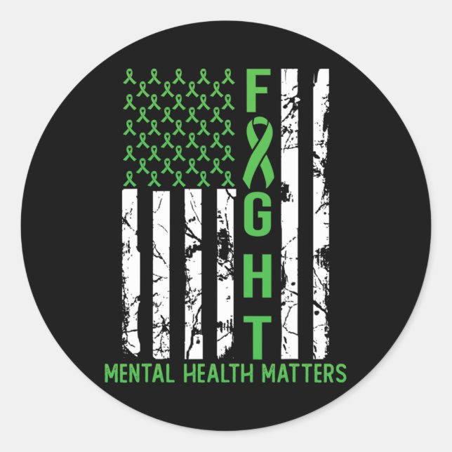 Sticker Rond Le drapeau américain La santé mentale compte (Devant)