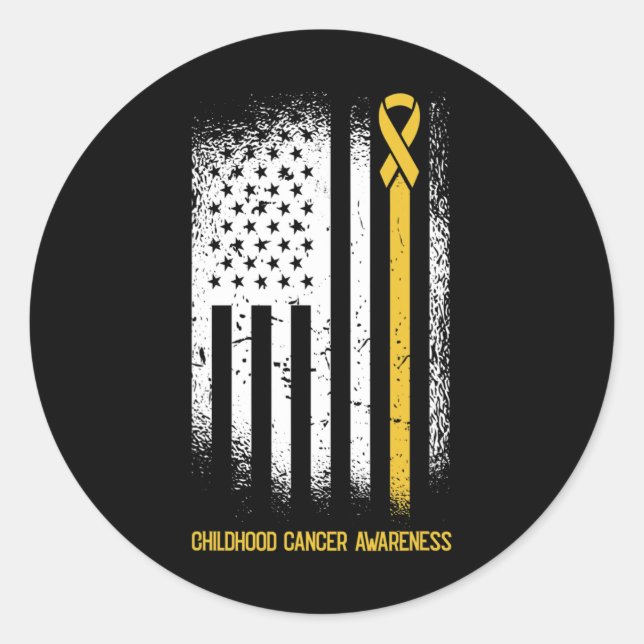 Sticker Rond Le drapeau américain Ribbon Wa Sensibilisation au  (Devant)