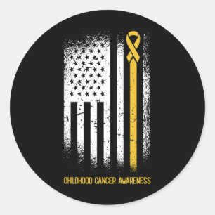 Sticker Rond Le drapeau américain Ribbon Wa Sensibilisation au 