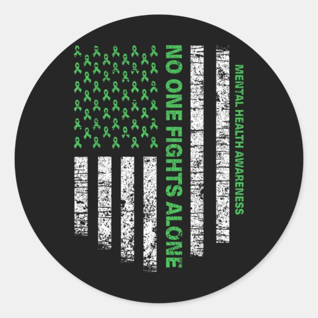 Sticker Rond Le drapeau américain seul Sensibilisation à la san (Devant)