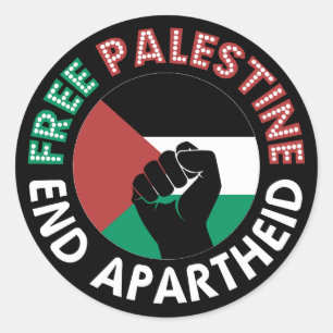 Sticker Rond Le drapeau de l'apartheid de la Palestine libre es