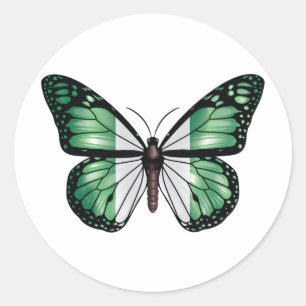 Sticker Rond Le drapeau du papillon monarque du Nigeria