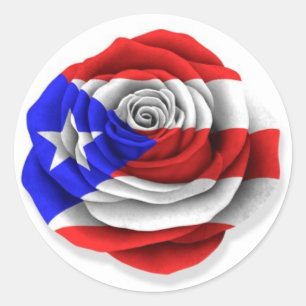 Sticker Rond Le drapeau Rose portoricain blanc