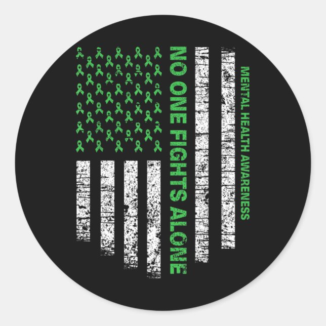 Sticker Rond Le drapeau seul Sensibilisation à la santé mentale (Devant)