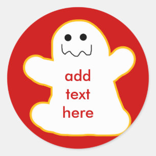Sticker Rond Le fantôme mignon ajoutent votre propre légende 