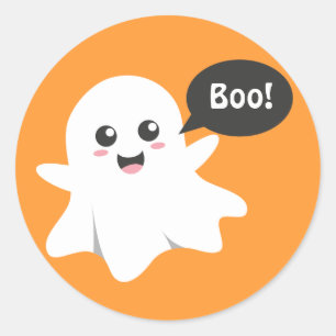 Sticker Rond Le fantôme mignon qui disparaît huent, Halloween