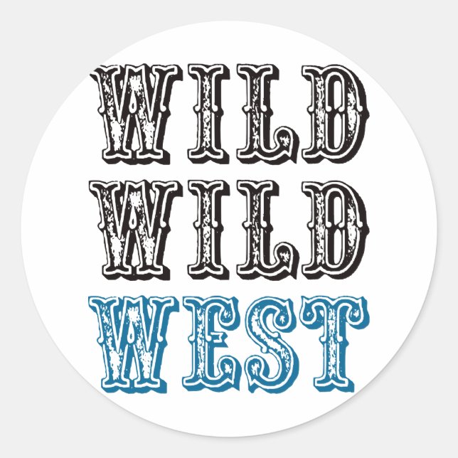 Sticker Rond Le Far West sauvage ! -Bleu (Devant)
