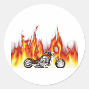 Sticker Rond Le feu de moto
