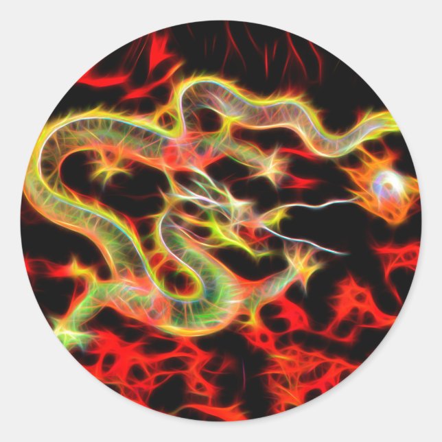Sticker Rond Le feu de serpent de dragon sur l'énergie (Devant)