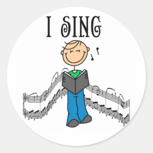 Sticker Rond Le garçon I chantent l'autocollant