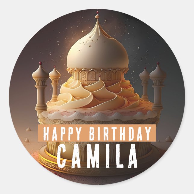 Sticker Rond Le gâteau d'anniversaire des nuits arabes - (Devant)