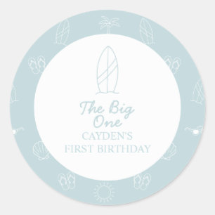 Sticker Rond Le gâteau d'anniversaire surfeur The Big One pour 
