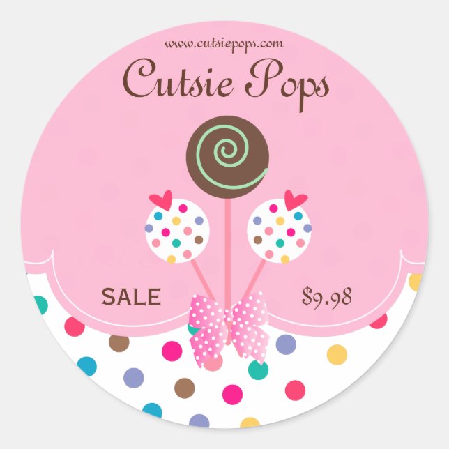 Sticker Rond Le gâteau saute la menthe mignonne de rose de (Devant)