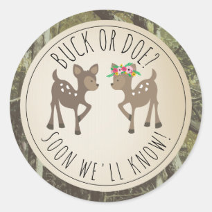Sticker Rond Le genre de bébé de Camo de mâle ou de daine