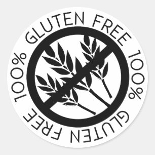 Sticker Rond Le gluten 100% ne libèrent aucun noir et blanc
