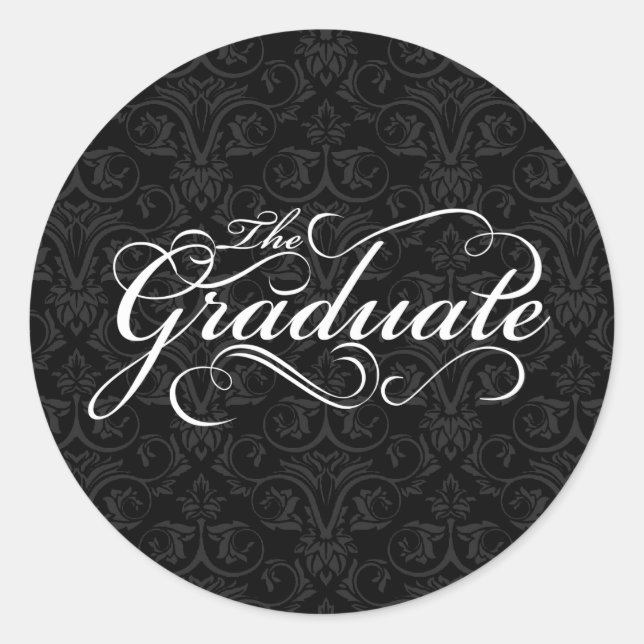 Sticker Rond Le Gradué, Élégant Noir (Devant)