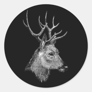 Sticker Rond Le grand butin de cerf