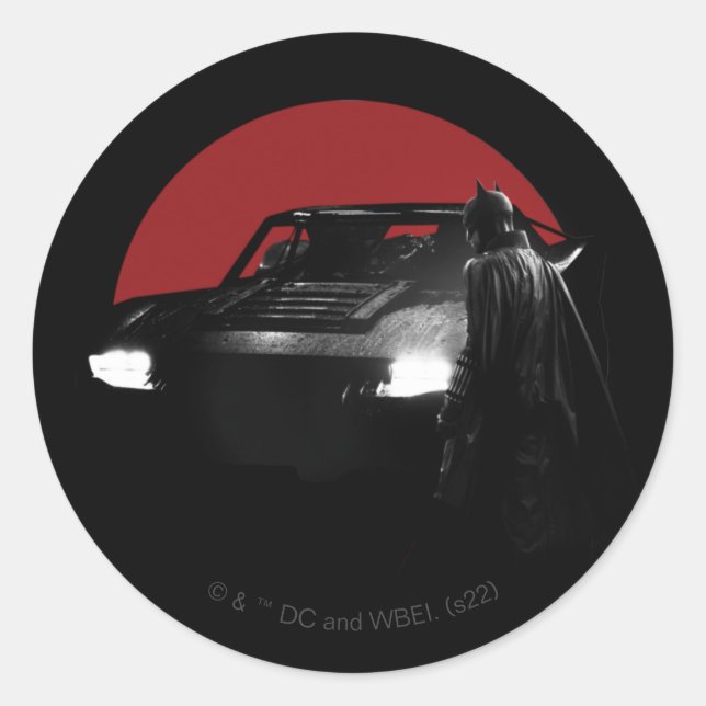 Sticker Rond Le graphique Batman & Batmobile (Devant)