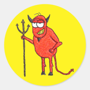 Sticker Rond Le gril de Satan heureux