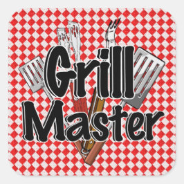 Sticker Rond Le Grill Master avec outils pour barbecue