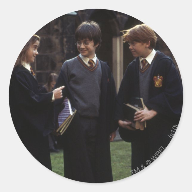 Sticker Rond Le groupe en dehors de Hogwarts (Devant)