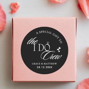 Sticker Rond Le I Do Crew Wedding Party favorise le noir et le 