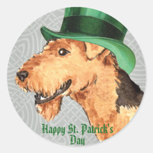 Sticker Rond Le jour Airedale de St Patrick