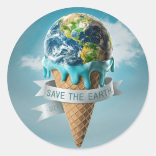 Sticker Rond Le jour des terres Sauve La Terre