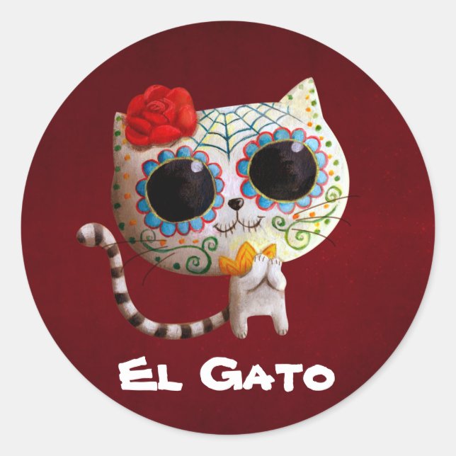 Sticker Rond Le jour du chat mou mort (Devant)