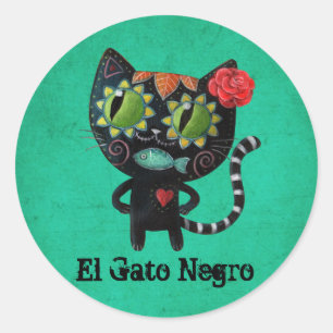Sticker Rond Le jour du chat noir mort