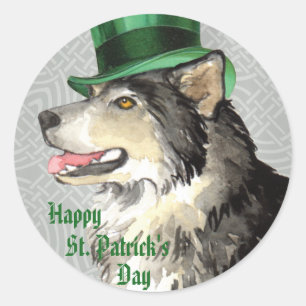 Sticker Rond Le jour Malemute de St Patrick
