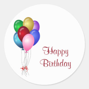 Sticker Rond Le joyeux anniversaire monte en ballon des