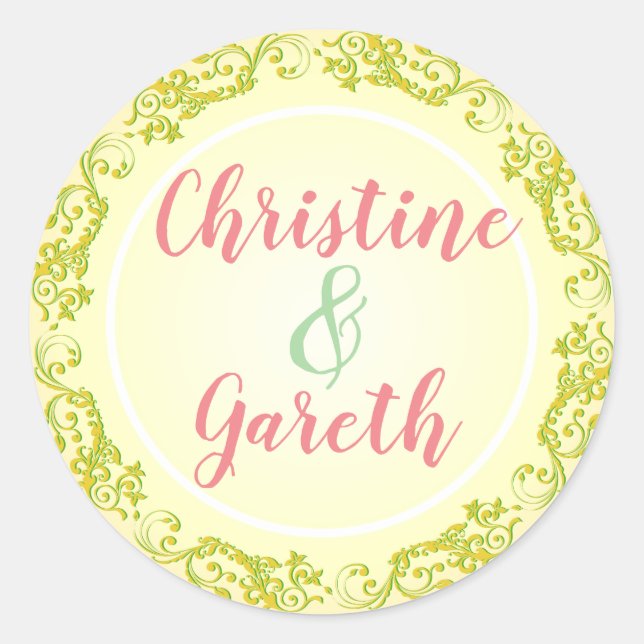 Sticker Rond Le Joyeux Couple. Deux noms sur un (Devant)