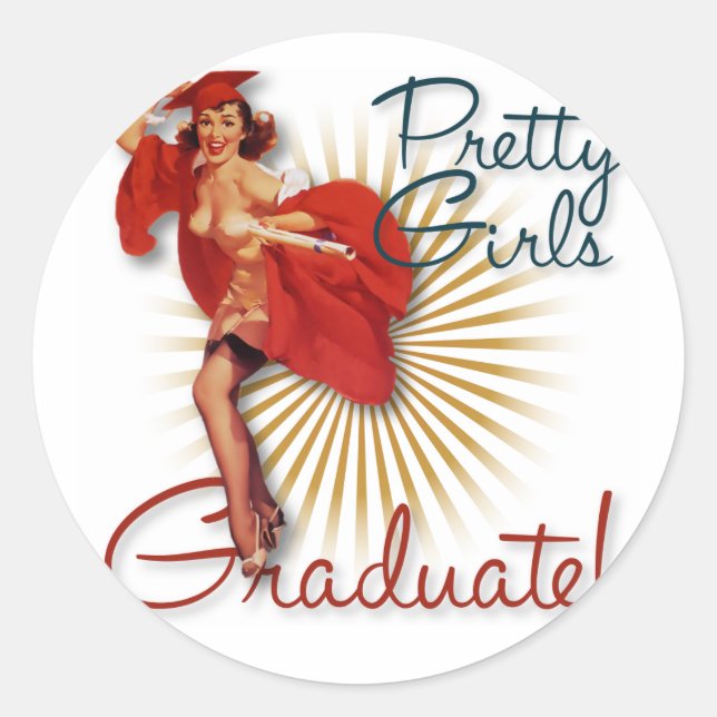 Sticker Rond Le Kitsch Bitsch : Jolies Filles Diplômées ! (Devant)